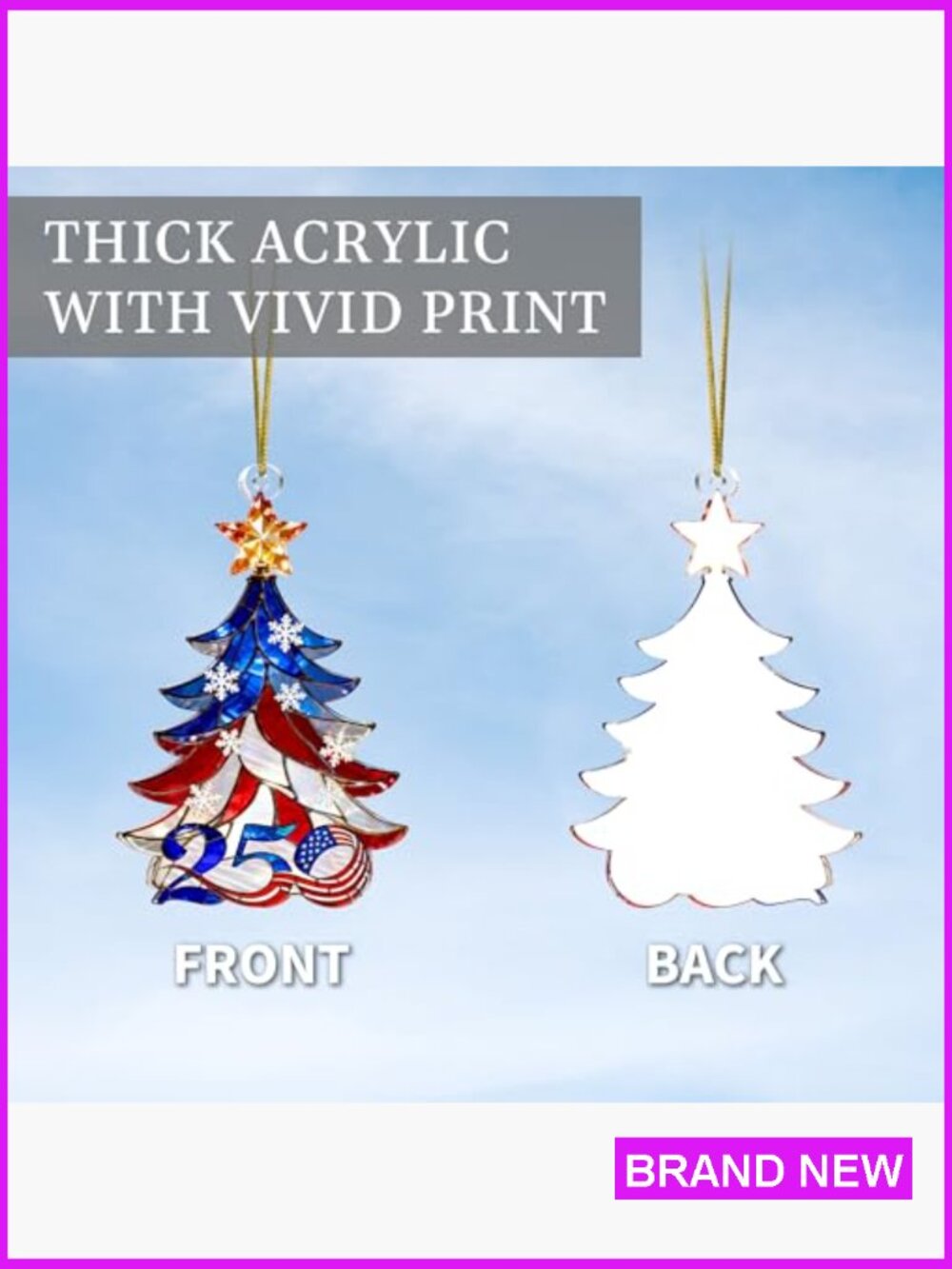 USA 250th Anniversary Acrylic Bell Ornament Patriotic Decor Home Accent Hanging - Picture 6 of 7